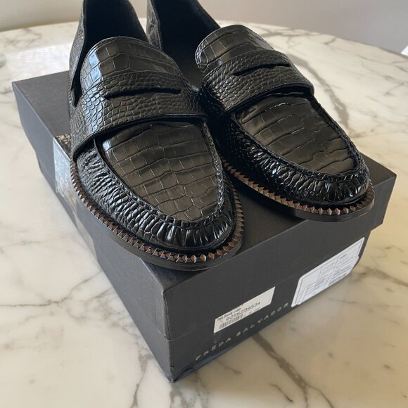 FREDA SALVADOR Tash D'Orsay Moccassin Loafers Black 10 Medium US - Picture 11 of 13